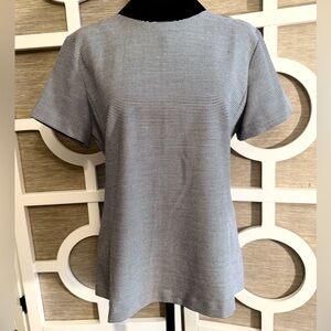 ANN TAYLOR Classic Black & White Mini Stripe Peplum Short Sleeve Top, SZ-6